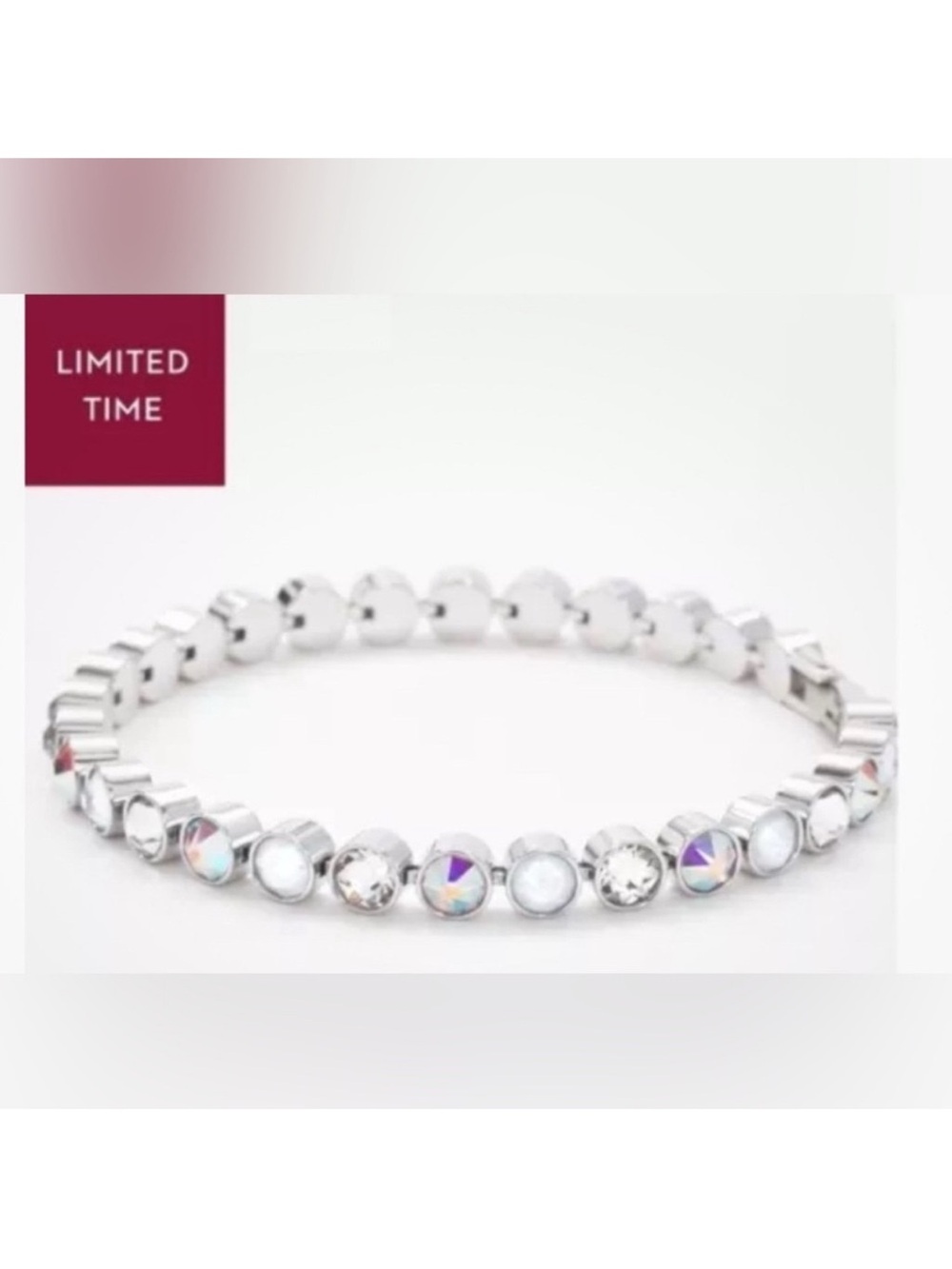 Silver Bracelet with Iridescent Accents white quartz .